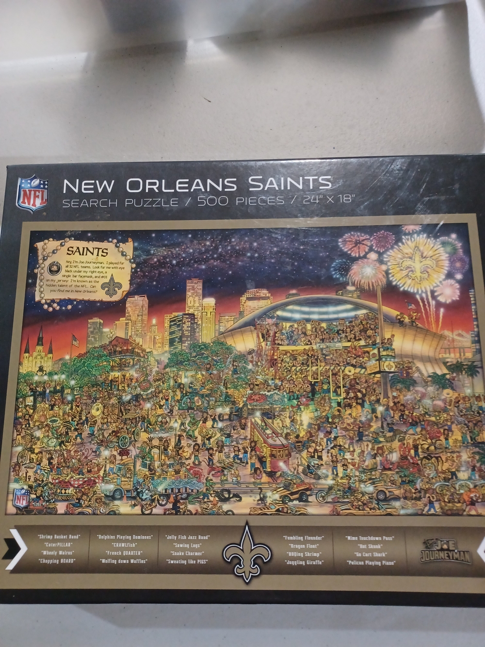 NFL New Orleans Saints Search Puzzle — Black, Gold, Green, Blue